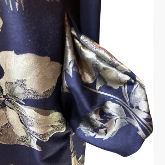 Xscape Maxi Brocade Formal Cocktail Dress Navy and Gold Size 22  EUC - Picture 11 of 15